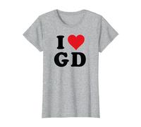 I Heart GD Initials I Love G.D. Prénom et nom de Famille G D T-Shirt, Femme, Gris Chiné, S