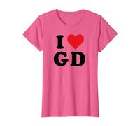 I Heart GD Initials I Love G.D. Prénom et nom de Famille G D T-Shirt, Femme, Rose Chiné, S