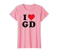 I Heart GD Initials I Love G.D. Prénom et nom de Famille G D T-Shirt, Femme, Rose, S