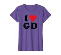 I Heart GD Initials I Love G.D. Prénom et nom de Famille G D T-Shirt, Femme, Violet Chiné, S