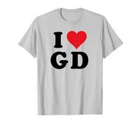 I Heart GD Initials I Love G.D. Prénom et nom de Famille G D T-Shirt, Homme, Argent, S