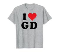 I Heart GD Initials I Love G.D. Prénom et nom de Famille G D T-Shirt, Homme, Gris Chiné, S
