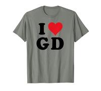 I Heart GD Initials I Love G.D. Prénom et nom de Famille G D T-Shirt, Homme, Vert Kaki chiné, S