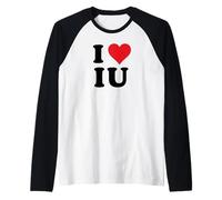 I Heart IU Initials I Love I.U. First and Last Name I U Manche Raglan