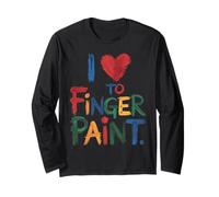 I Heart Love to Finger Paint I'm Paint Cute Couple Valentine Manche Longue