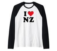I Heart NZ Initials I Love N.Z. First and Last Name N Z Manche Raglan