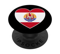 I Heart Polynésie française - Drapeau Polynésie française en Forme de cœur PopSockets PopGrip Adhésif