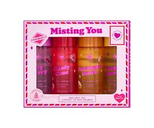 I Heart Revolution Misting You Mini Body Gift Set, 4 mini brumes parfumées festives, format voyage, Végan et non testé sur les animaux