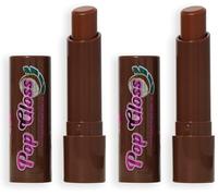 I Heart Revolution Pop Gloss Balm, Baume à Lèvres Hydratant Finition Glossy et Touche de Couleur, Végan et Sans Cruauté, Marron Noix de Coco (Lot de 2)