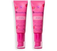 I Heart Revolution Strawberry Glow Primer, Base Éclat Scintillant à l’Acide Hyaluronique, Vegan & Cruelty-Free, 25ml (Lot de 2)
