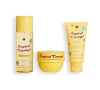 I Heart Revolution, Tropical Caramel Bath & Body Gift Set, All-In-One Mini Hair & Body Set For Summer, Sweet Scent, Vegan & Cruelty-Free