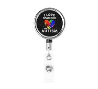 I Heart Someone with Autisme Porte-badge rétractable Reel Clip Id Card Holder forNurse Student Office Worker