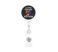 I Heart Someone with Autisme Porte-badge rétractable Reel Clip Id Card Holder forNurse Student Office Worker