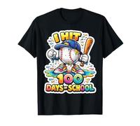 I Hit 100 Days of School Boys Melting Baseball Drip Player T-Shirt
