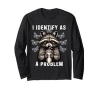 I Identify As A Problem Funny Raton Laveur Papillon Humour Manche Longue
