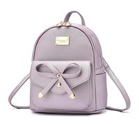 I IHAYNER Mini sac à dos en cuir avec nœud papillon pour filles, Violet nacré, 22cm*15cm*26cm/8.7in*5.9in*10.2in, Mini sac à dos pour filles, sac à dos avec nœud pour adolescentes, petit sac à dos