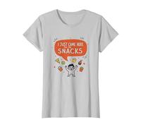 I Just Came Here for The Snacks Funny Food Lover T-Shirt, Femme, Argent, M