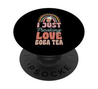 I Just Freaking Love Boba Tea Boba Tea Bohemian Rainbow Trendy Boho PopSockets PopGrip Adhésif