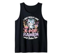 I Just Love K-Pop Ramen and Boba Tea Cute Cat Graphic Débardeur