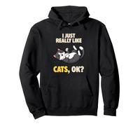 I Just Really Like Cats Ok Animal Lover Adorable Chat Bicolore Sweat à Capuche
