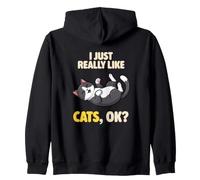 I Just Really Like Cats Ok Animal Lover Adorable Chat Bicolore Sweat à Capuche
