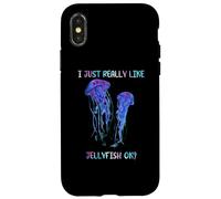 I Just Really Like Jellyfish, OK? Watercolor Fish, JellyFish Coque pour iPhone X/XS