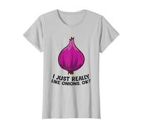 I Just Really Like Onions, OK? Onions végétaux T-Shirt, Femme, Argent, M