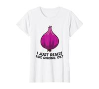 I Just Really Like Onions, OK? Onions végétaux T-Shirt, Femme, Blanc, M