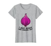 I Just Really Like Onions, OK? Onions végétaux T-Shirt, Femme, Gris Chiné, M