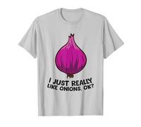 I Just Really Like Onions, OK? Onions végétaux T-Shirt, Homme, Argent, M