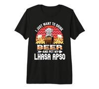 I Just Want to Drink Beer and Pet My Lhasa Apso Dog Lover T-Shirt Haut de Gamme
