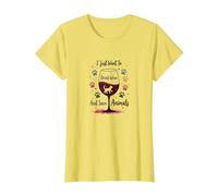 I Just Want to Drink Wine and Save Animals Amoureux des Animaux T-Shirt, Femme, Citron, XS