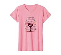 I Just Want to Drink Wine and Save Animals Amoureux des Animaux T-Shirt, Femme, Rose, XS