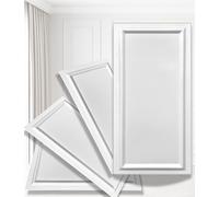 I K H E Malarka Lot de 16 panneaux 3D, revêtement mural et de plafond classique, 8 m², en polystyrène XPS, avec aspect cadre, 100 x 50 cm, blanc pur