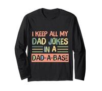 I Keep All My Dad Jokes in A Dad-A-Base Retro Father's Day Manche Longue