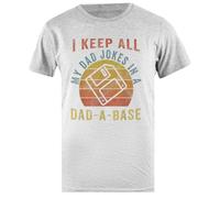 I Keep All My Dad Jokes in A Dadabase Vintage Father Dad T-Shirt Homme Gris en Coton Basique Basic Cotton Grey Men's T-Shirt