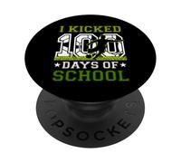 I Kicked 100 Days of School Soccer 100th Day Sport Kids Boys PopSockets PopGrip Adhésif
