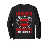 I Kissed A Firefighter Funny Fireman Fighters Lovers Manche Longue