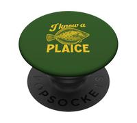 I Know A Plaice Funny Plaice Jeu de mots en forme de poisson PopSockets PopGrip Adhésif