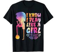 I Know I Play Like a Girl Try to Keep Up, Watercolor Soccer Mens T-Shirt Manches Courtes(Large)