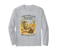 I Know Your Lane Sucks But Stay in It Funny Skeleton Western Manche Longue