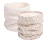 I Kua Fly Cache Cou Homme et Femme Tour de Cou Hiver Chaud Tricot Écharpe Polaire Neck Warmer Foulard Ronde Moto Ski Cyclisme Sports (Blanc+Beige)