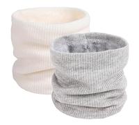 I Kua Fly Cache Cou Homme et Femme Tour de Cou Hiver Chaud Tricot Écharpe Polaire Neck Warmer Foulard Ronde Moto Ski Cyclisme Sports(Blanc+Gris Clair)