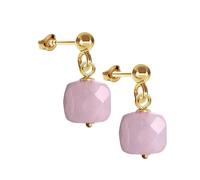 I.L.U.S Boucles d'oreilles minimes pour femme en argent 925 plaqué or - Boucles d'oreilles en pierre naturelle faites à la main - Pendentif en pierre précieuse platine - Cadeau pour femme adolescente