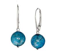 I.L.U.S Boucles d'oreilles pour femme en argent 925 - Grandes pierres suspendues - Boule naturelle - Cristal naturel - Boucles d'oreilles pendantes - Cadeau pour femme, 34 mm, Argent sterling Pierre