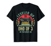 I Leveled Up To Dad of 3 2025 Promu To Dad Of Three Kids T-Shirt