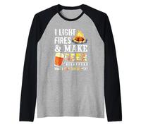 I Light Fires and Make Beer Disappear Drinking Camping Gift Manche Raglan
