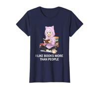 I Like Books More Than People Funny Book Lover Anime Reading T-Shirt
