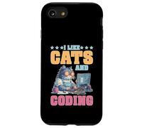 I Like Cats and Coding Programmer Tech Tech Coque pour iPhone SE (2020) / 7/8