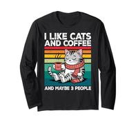 I Like Cats and Coffee and Maybe 3 People Graphic Manche Longue